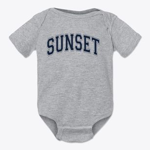 Sunset Elementary School Varsity Arch Baby Onesie