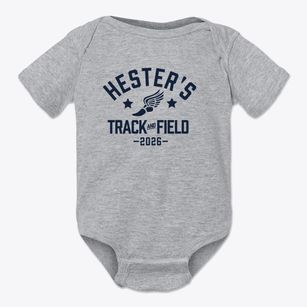 Hester's Creative School 7 Track and Field Baby Onesie
