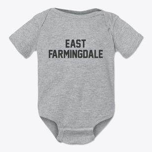 East Farmingdale New York Classic Block Baby Onesie