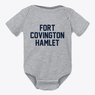 Fort Covington Hamlet New York Classic Block Baby Onesie