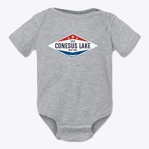 Conesus Lake New York Diamond Star Baby Onesie