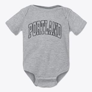 Portland Wisconsin Trendy Block Baby Onesie