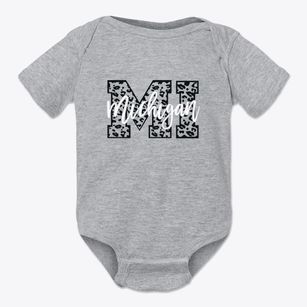  Michigan Leopard Text Baby Onesie