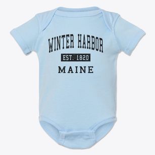 Winter Harbor Maine Classic Established Baby Onesie