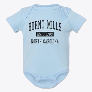 Burnt Mills North Carolina Classic Established Baby Onesie