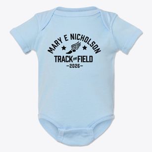 Mary E Nicholson Elementary School 70 Track and Field Baby Onesie