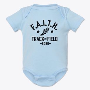 F.a.i.t.h. Homeschool Track and Field Baby Onesie