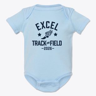 Excel Academy Track and Field Baby Onesie