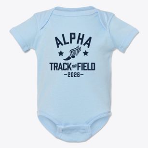 Alpha Montessori School Track and Field Baby Onesie