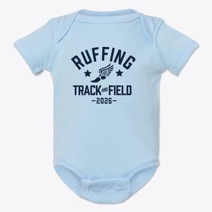 Ruffing Montessori Rocky River School Track and Field Baby Onesie