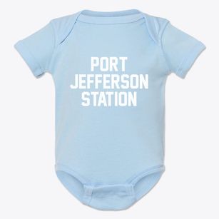 Port Jefferson Station New York Classic Block Baby Onesie