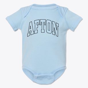 Afton Iowa Trendy Block Baby Onesie