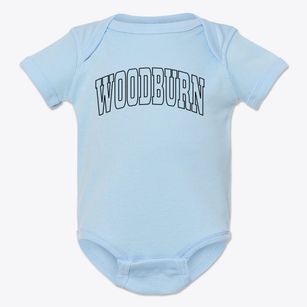 Woodburn Iowa Trendy Block Baby Onesie