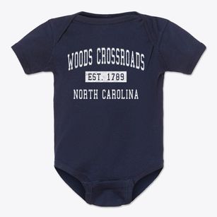 Woods Crossroads North Carolina Classic Established Baby Onesie