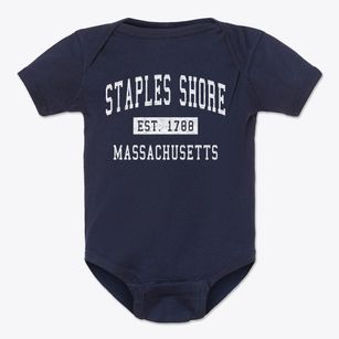 Staples Shore Massachusetts Classic Established Baby Onesie
