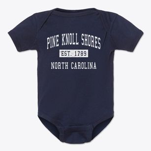 Pine Knoll Shores North Carolina Classic Established Baby Onesie