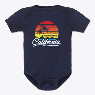West Hollywood California Palm Tree Sunset Baby Onesie