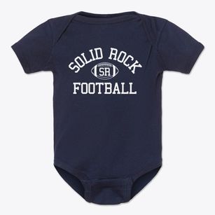 Solid Rock Christian School Classic Football Baby Onesie