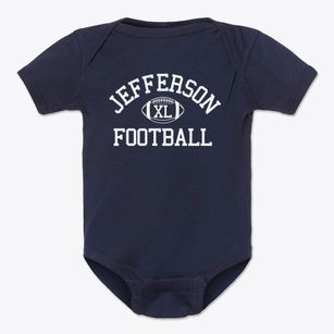 Jefferson Montessori Classic Football Baby Onesie