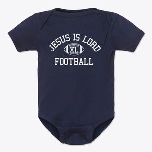 Jesus Is Lord Christian School Classic Football Baby Onesie