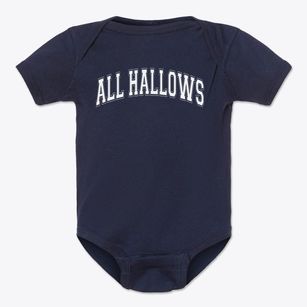 All Hallows Parish Varsity Arch Baby Onesie