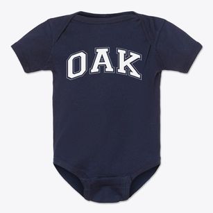 Oak Grove Elementary Center Varsity Arch Baby Onesie