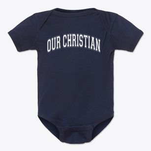 Our Christian Scholastic Academy Varsity Arch Baby Onesie
