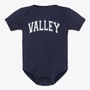Valley Montessori School Varsity Arch Baby Onesie