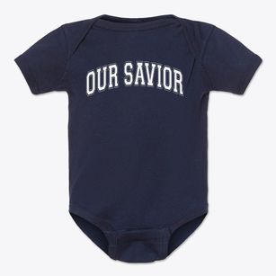 Our Savior Lutheran School Varsity Arch Baby Onesie
