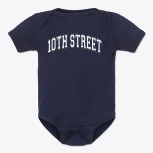 10th Street Elementary School Varsity Arch Baby Onesie