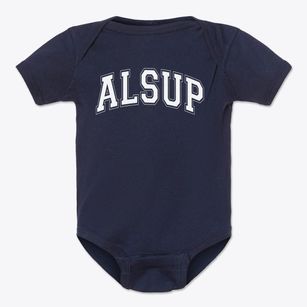 Alsup Elementary School Varsity Arch Baby Onesie