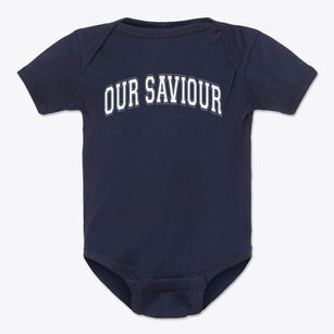 Our Saviour Lutheran School Varsity Arch Baby Onesie