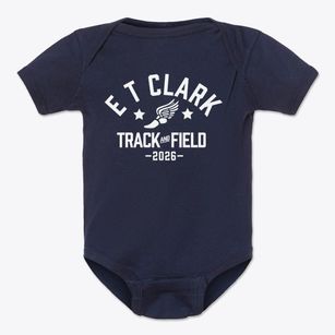 E T Clark Academy Track and Field Baby Onesie