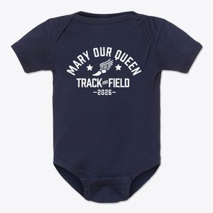 Mary Our Queen Parish Track and Field Baby Onesie