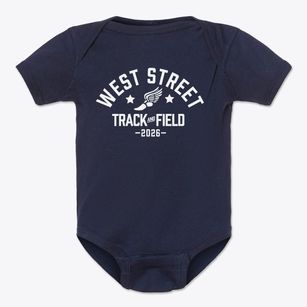 West Street Day Care Center Track and Field Baby Onesie