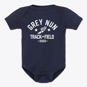 Grey Nun Academy Track and Field Baby Onesie