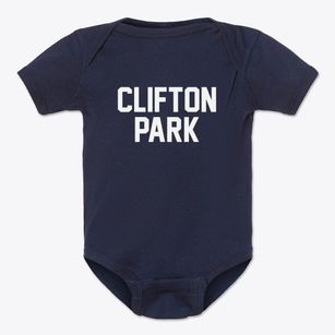 Clifton Park New York Classic Block Baby Onesie
