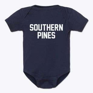 Southern Pines North Carolina Classic Block Baby Onesie