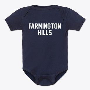 Farmington Hills Michigan Classic Block Baby Onesie