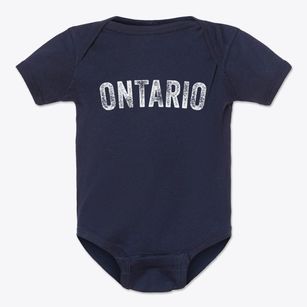 Ontario Wisconsin Timeless Retro Baby Onesie