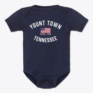 Yount Town Tennessee Patriot Baby Onesie