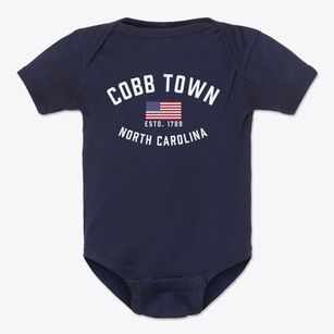 Cobb Town North Carolina Patriot Baby Onesie