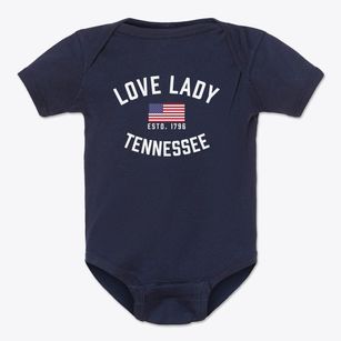 Love Lady Tennessee Patriot Baby Onesie