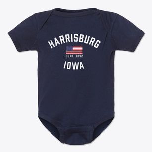 Harrisburg Iowa Patriot Baby Onesie