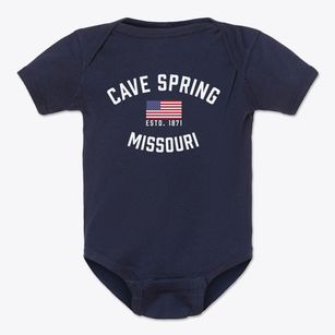 Cave Spring Missouri Patriot Baby Onesie