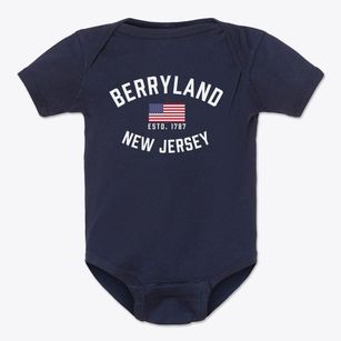 Berryland New Jersey Patriot Baby Onesie