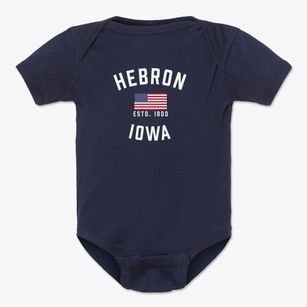 Hebron Iowa Patriot Baby Onesie