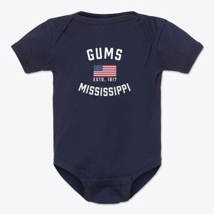 Gums Mississippi Patriot Baby Onesie