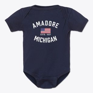 Amadore Michigan Patriot Baby Onesie
