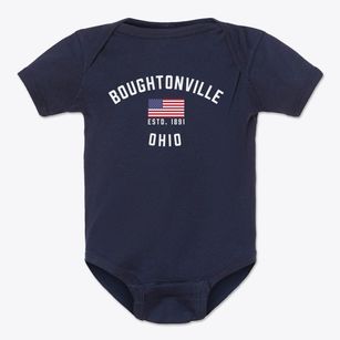 Boughtonville Ohio Patriot Baby Onesie
